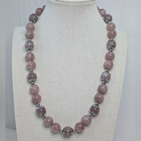 Handmade Jewelry - New Chunky Lavender Rose Quartz Artisan Necklace D092